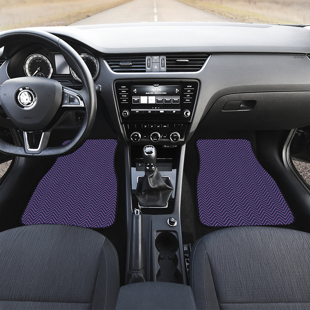 Navy And Pink Zigzag Pattern Print Front Car Floor Mats