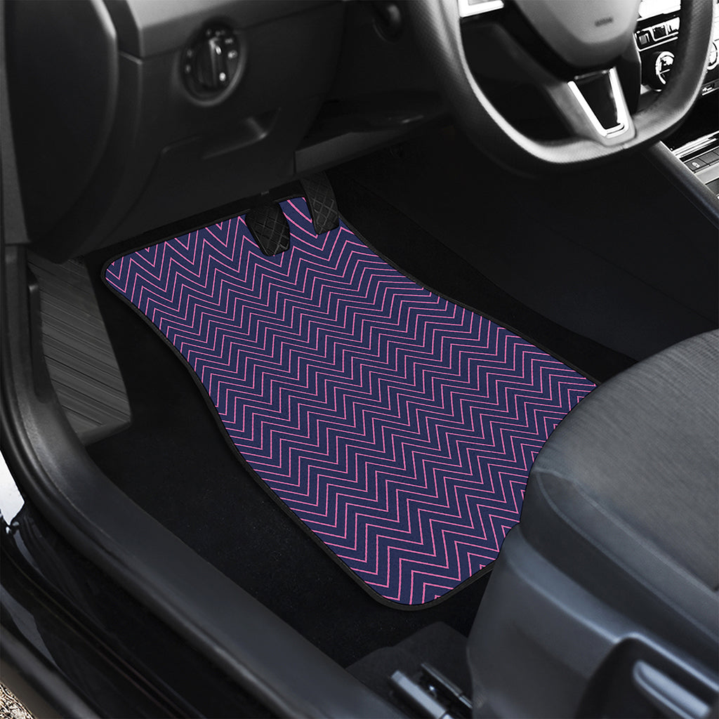 Navy And Pink Zigzag Pattern Print Front Car Floor Mats