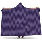 Navy And Pink Zigzag Pattern Print Hooded Blanket