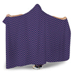 Navy And Pink Zigzag Pattern Print Hooded Blanket