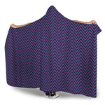 Navy And Pink Zigzag Pattern Print Hooded Blanket