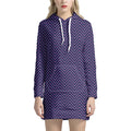 Navy And Pink Zigzag Pattern Print Pullover Hoodie Dress