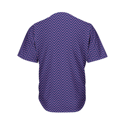 Navy And Pink Zigzag Pattern Print Men's Baseball Jersey