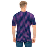 Navy And Pink Zigzag Pattern Print Men's T-Shirt