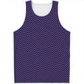 Navy And Pink Zigzag Pattern Print Men's Tank Top