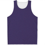 Navy And Pink Zigzag Pattern Print Men's Tank Top