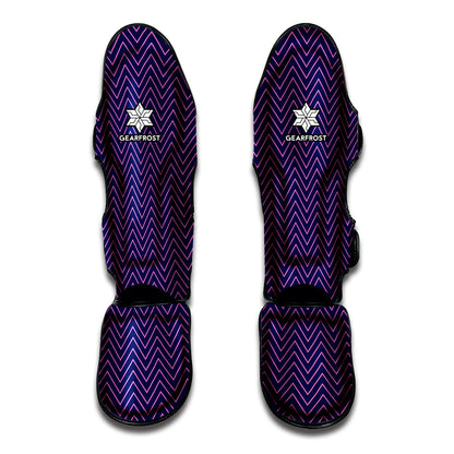 Navy And Pink Zigzag Pattern Print Muay Thai Shin Guard