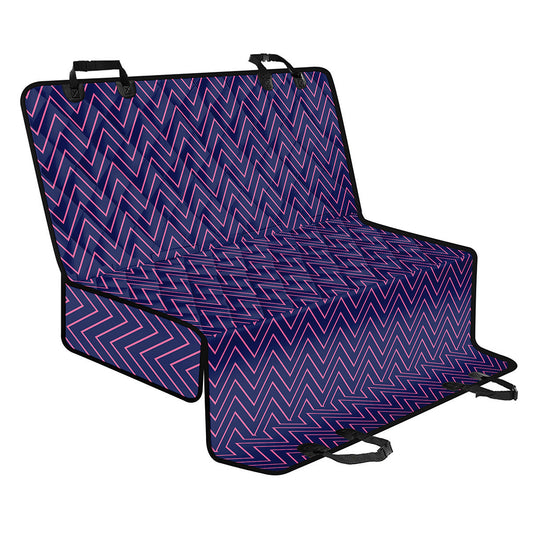 Navy And Pink Zigzag Pattern Print Pet Car Back Seat Cover