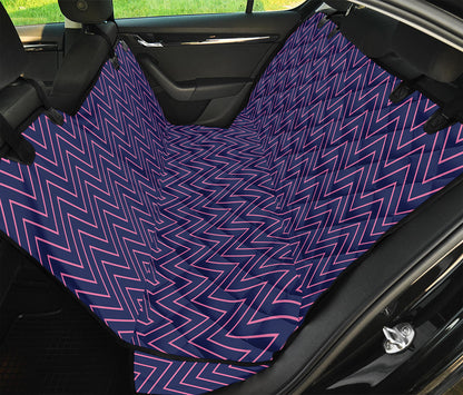 Navy And Pink Zigzag Pattern Print Pet Car Back Seat Cover