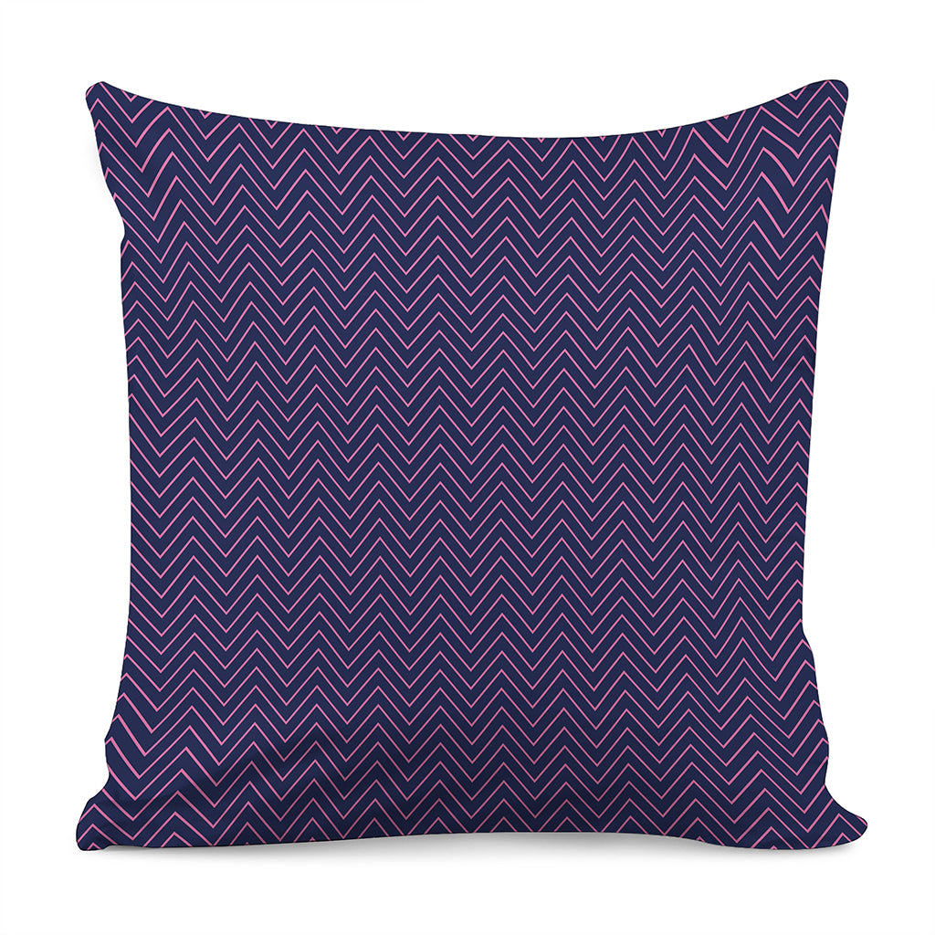 Navy And Pink Zigzag Pattern Print Pillow Cover