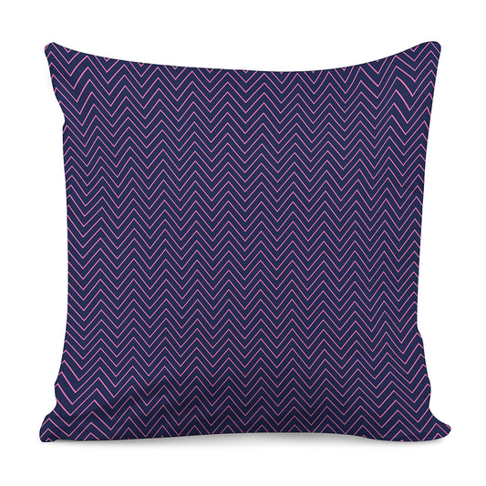 Navy And Pink Zigzag Pattern Print Pillow Cover