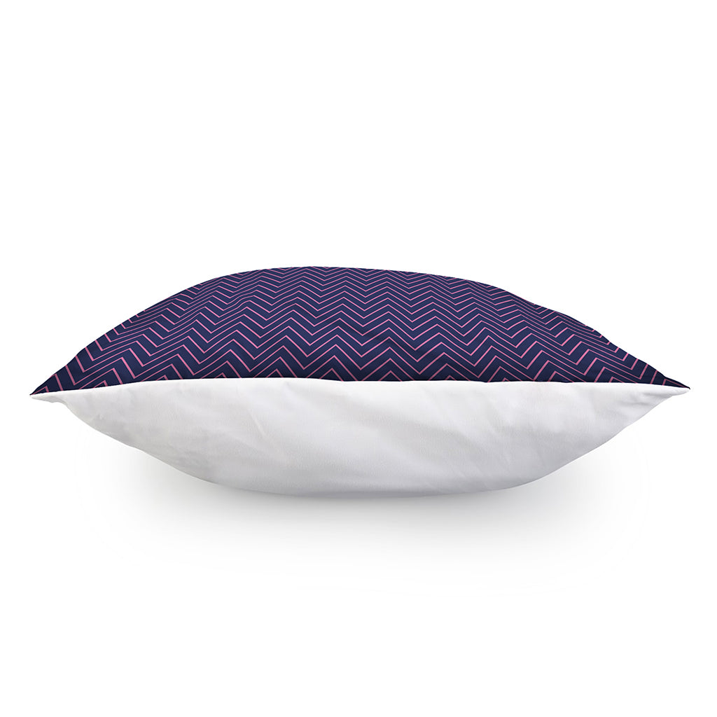 Navy And Pink Zigzag Pattern Print Pillow Cover