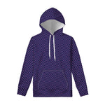 Navy And Pink Zigzag Pattern Print Pullover Hoodie