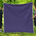 Navy And Pink Zigzag Pattern Print Quilt