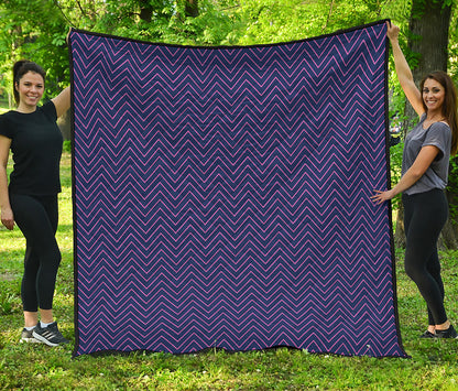 Navy And Pink Zigzag Pattern Print Quilt