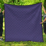 Navy And Pink Zigzag Pattern Print Quilt