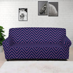 Navy And Pink Zigzag Pattern Print Sofa Cover