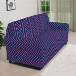 Navy And Pink Zigzag Pattern Print Sofa Cover