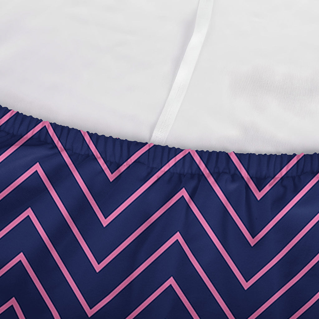 Navy And Pink Zigzag Pattern Print Sofa Cover