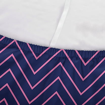 Navy And Pink Zigzag Pattern Print Sofa Cover