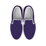 Navy And Pink Zigzag Pattern Print White Slip On Shoes