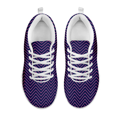 Navy And Pink Zigzag Pattern Print White Sneakers