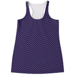 Navy And Pink Zigzag Pattern Print Women's Racerback Tank Top