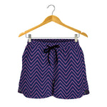 Navy And Pink Zigzag Pattern Print Women's Shorts