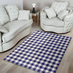 Navy And White Buffalo Check Print Area Rug
