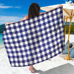 Navy And White Buffalo Check Print Beach Sarong Wrap
