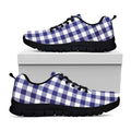 Navy And White Buffalo Check Print Black Running Shoes