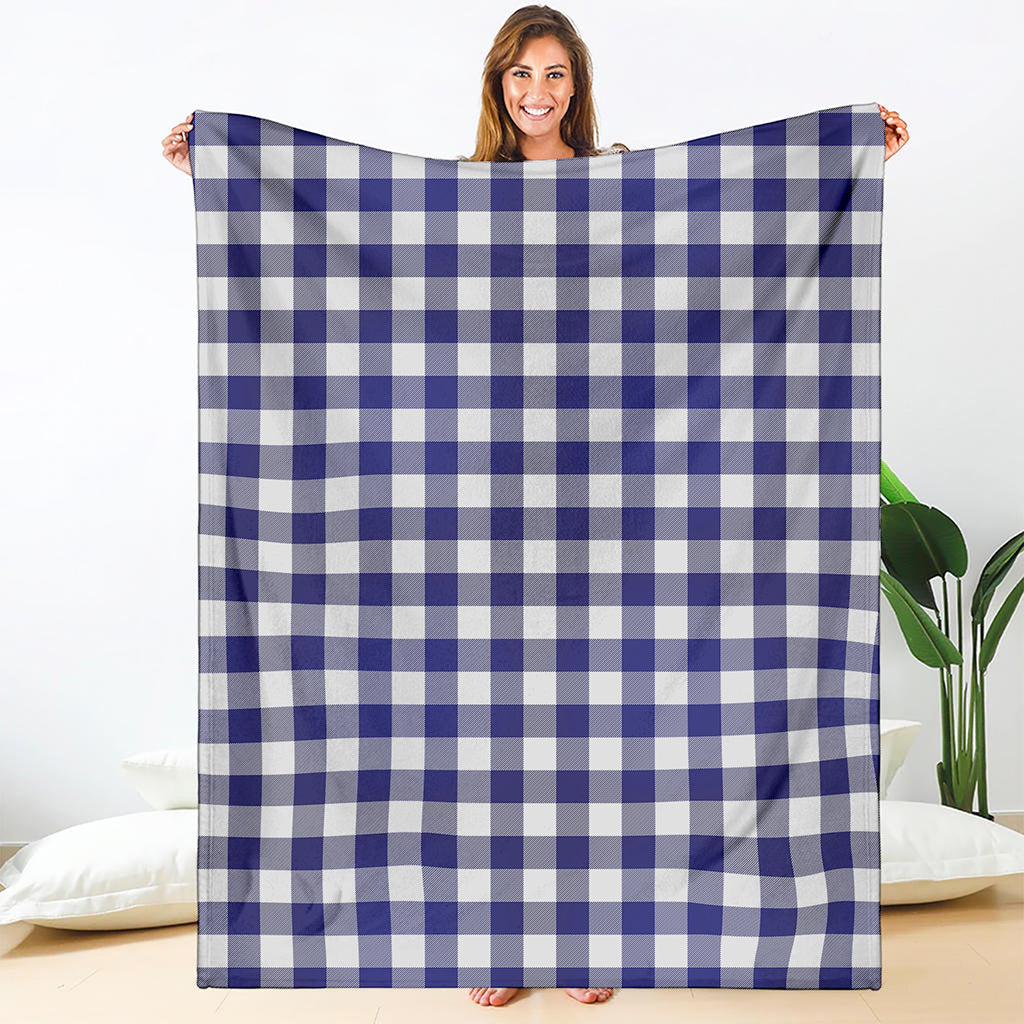 Navy And White Buffalo Check Print Blanket