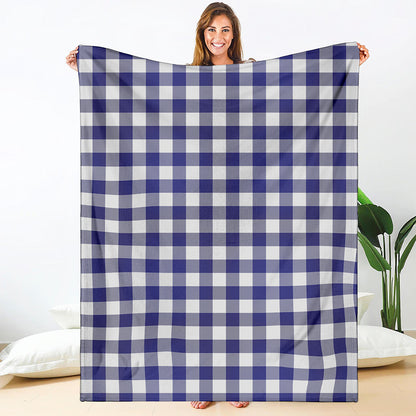 Navy And White Buffalo Check Print Blanket