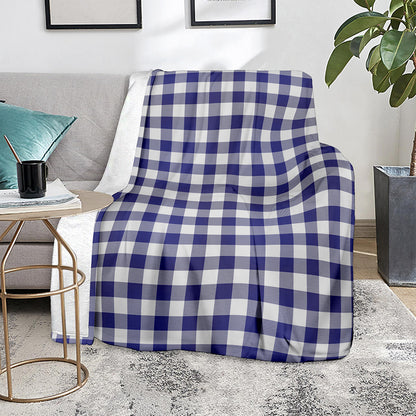 Navy And White Buffalo Check Print Blanket