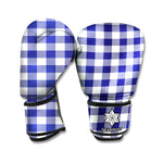 Navy And White Buffalo Check Print Boxing Gloves