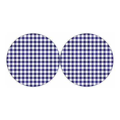 Navy And White Buffalo Check Print Car Coasters