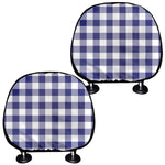 Navy And White Buffalo Check Print Car Headrest Covers