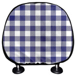 Navy And White Buffalo Check Print Car Headrest Covers