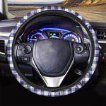 Navy And White Buffalo Check Print Car Steering Wheel Cover
