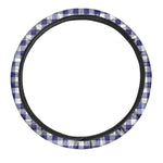 Navy And White Buffalo Check Print Car Steering Wheel Cover