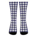 Navy And White Buffalo Check Print Crew Socks