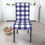 Navy And White Buffalo Check Print Dining Chair Slipcover