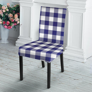 Navy And White Buffalo Check Print Dining Chair Slipcover