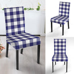 Navy And White Buffalo Check Print Dining Chair Slipcover