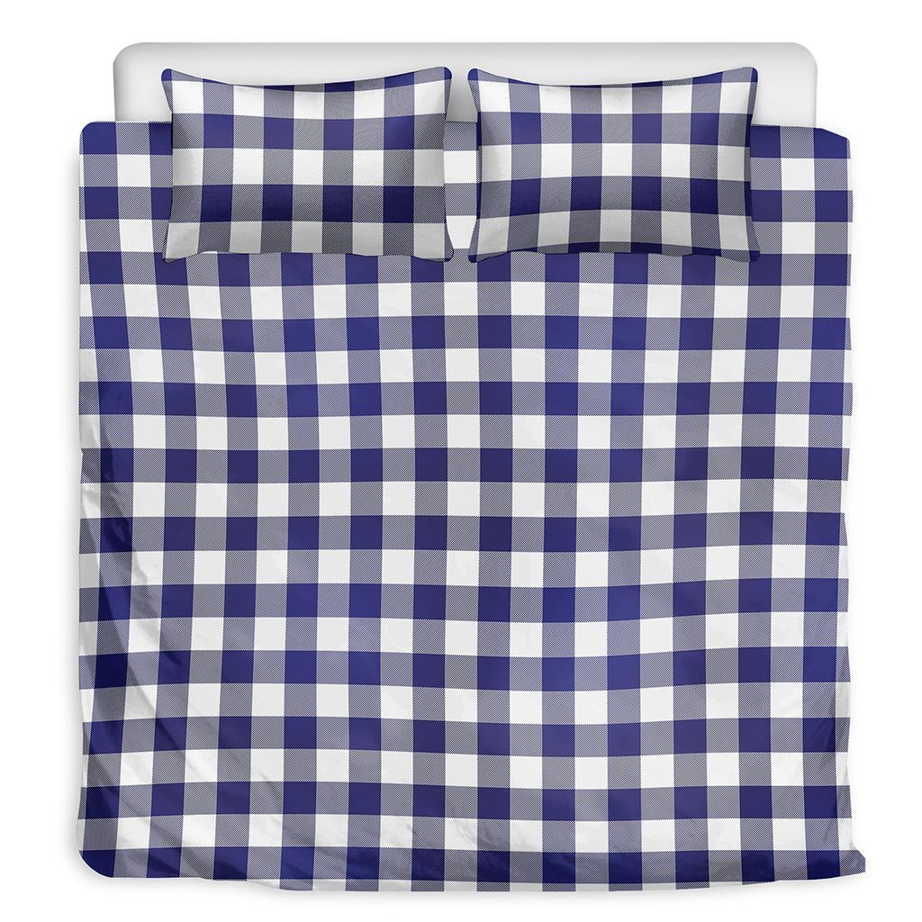 Navy And White Buffalo Check Print Duvet Cover Bedding Set