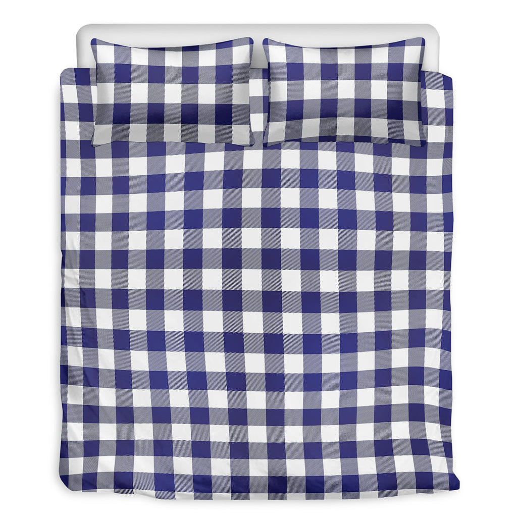 Navy And White Buffalo Check Print Duvet Cover Bedding Set