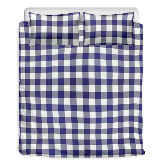 Navy And White Buffalo Check Print Duvet Cover Bedding Set