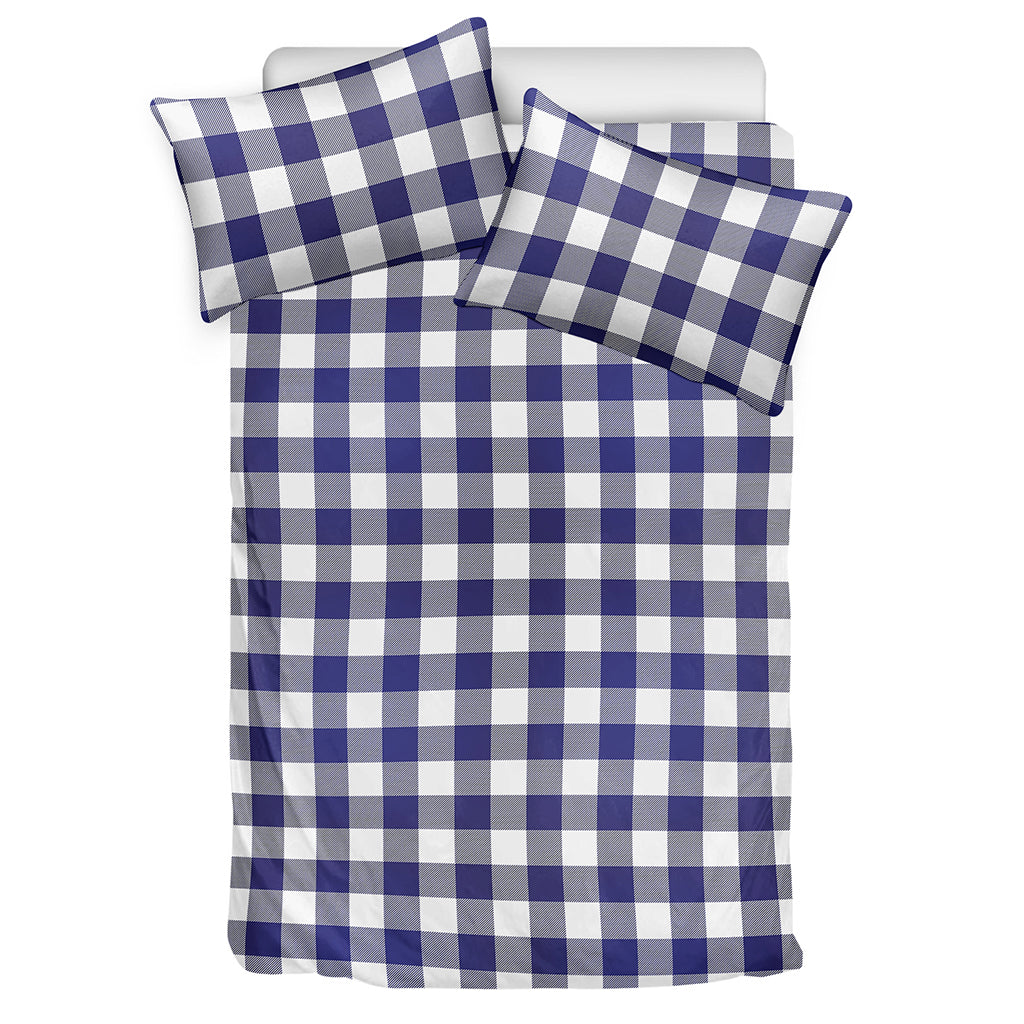 Navy And White Buffalo Check Print Duvet Cover Bedding Set