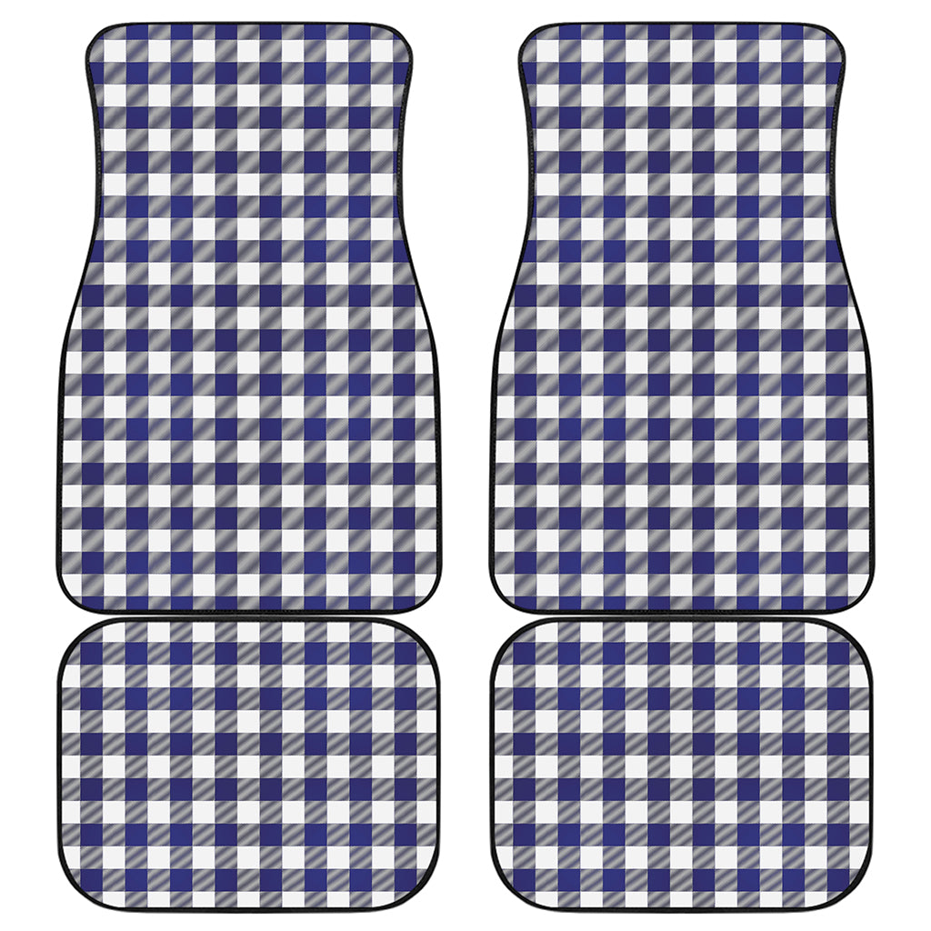Navy And White Buffalo Check Print Front and Back Car Floor Mats