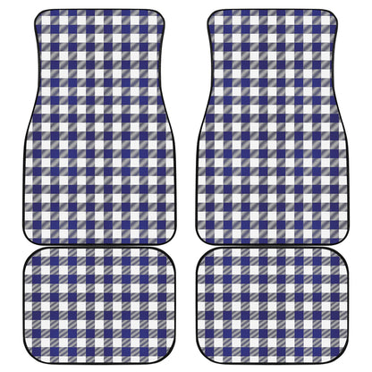 Navy And White Buffalo Check Print Front and Back Car Floor Mats